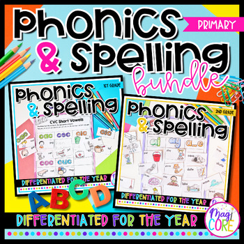 Preview of Phonics & Spelling for the Year 1st and 2nd Grade BUNDLE Pattern Based Reading