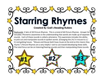 Phonics Starring Rhymes Flashcards by Gail's Reading Rubies | TpT