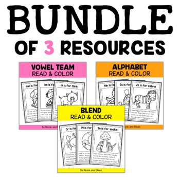 Preview of Phonics Stories Coloring Sheets Bundle