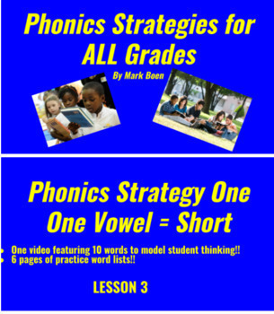 Preview of Phonics Strategy One = One Vowel in the Word