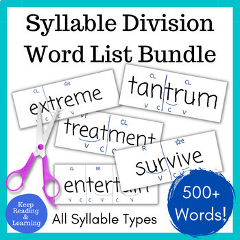 Preview of Phonics Syllable Division Printable Activity and Word Lists All Rules Patterns