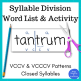 Phonics Syllable Division VCCV VCCCV Pattern Printable Act