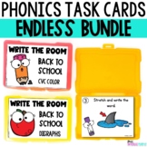 Phonics Task Card Endless Bundle for Kindergarten and First Grade