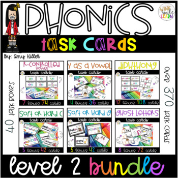 Preview of Phonics Task Card Level 2[Task Box] Ultimate Bundle