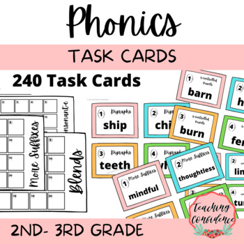 Preview of Phonics Task Cards - Bundle - 2nd and 3rd Grade