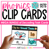Phonics Clip Cards MEGA Bundle | Decoding Task Cards | Pho