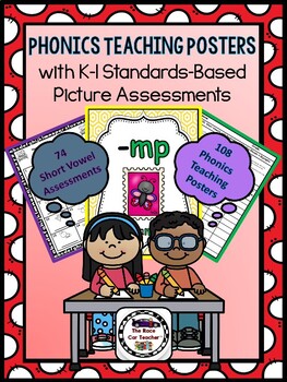 Preview of Phonics Teaching Posters with K-1 Standards-Based Picture Assessments