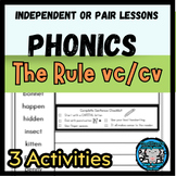 Phonics The Rule vc/cv | Worksheets