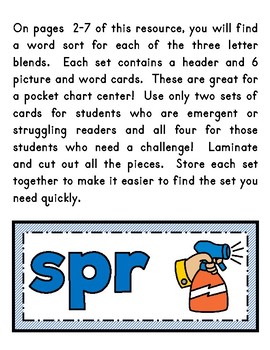 Phonics Three Letter Blends Printables and Activities by Teaching Simply
