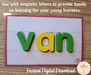 Preview of Phonics Tracing Flashcards, Magnetic Letters Activity CVC words, Word Families