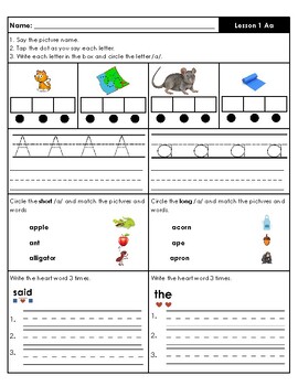 Preview of Phonics UFLI Alphabet Unit (Lessons 1-34) Supporting Worksheets