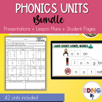 Preview of Phonics Unit Lesson Plans for Reading Vowel Sounds & Sight Words BUNDLE