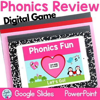 Preview of Phonics Review Valentine Buddies Digital Game for Google Slides and PowerPoint