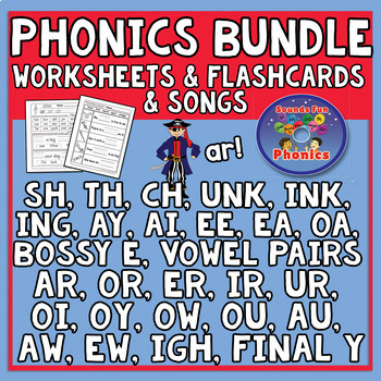 Preview of Phonics/Vowel Pairs Big Bundle: Worksheets and Songs | SOR - Heidi Songs