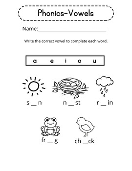 Preview of Phonics- Vowel Practice