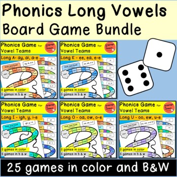 Preview of Phonics Vowel Teams Board Game for Long Vowels Bundle
