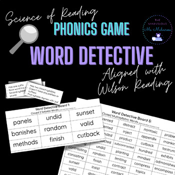 Preview of Phonics Word Detective: Multisyllabic Closed Words (Wilson Step 3 Game)