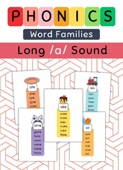 Preview of Phonics. Word Families Long /a/ Sound Reading cards.