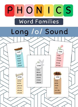 Preview of Phonics. Word Families Long /o/ Sound Reading cards.