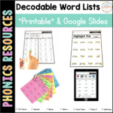 Decodable Word Lists