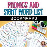 Phonics Word List and Sight Word List Bookmarks with Edita