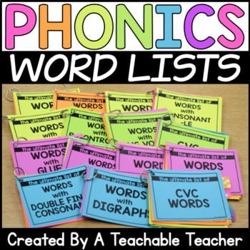 Preview of Phonics Word Lists for Decodable Words Practice - Word Bank - Printable