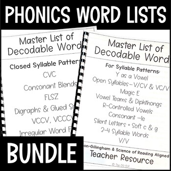 Preview of Phonics Word Lists BUNDLE - Decodable Words for Phonics Lessons