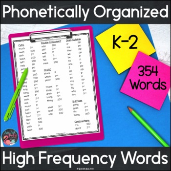 Preview of Phonics Word Lists – High Frequency Word Lists by Phonics Rules and Patterns
