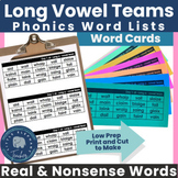 Phonics Word Lists - List of Vowel Team Words (real and no