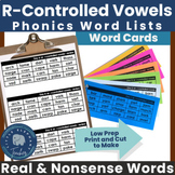 Phonics Word Lists - R-Controlled Vowels (real and nonsens