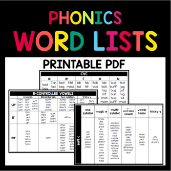 Preview of Phonics Word Lists - Teacher Resource - Targeted Phonics Instruction