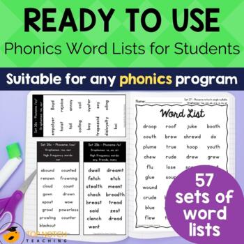 Preview of Phonics Word Lists for Students | Single & Multisyllabic Word Lists for Reading