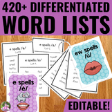 Phonics Word Lists for Word Work Activities - Single & Mul