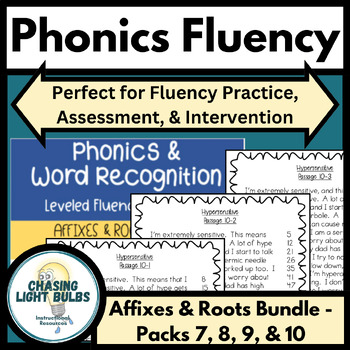 Preview of Phonics & Word Recognition Leveled Fluency Passages - Affixes & Roots BUNDLE !!!