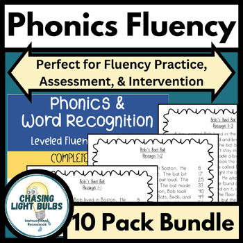 Preview of Phonics & Word Recognition Leveled Fluency Passages - 10 PACK BUNDLE !!!