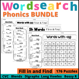Phonics Word Search Puzzles CVC Long Vowels Digraphs Silen