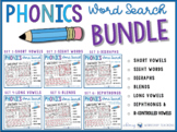 Phonics Word Search Full Year Bundle | Literacy Activities