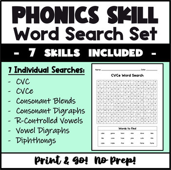 Preview of Phonics Word Search by Skill