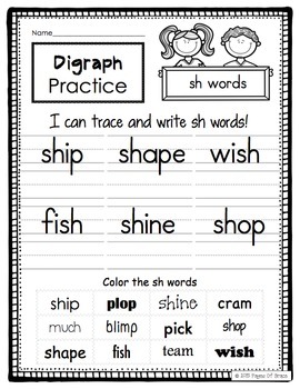 consonant digraphs word work activity packet no prep worksheets tpt