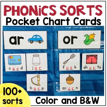 Preview of Phonics Word Work Sorts Pocket Chart Cards