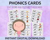 Phonics Words and Picture Cards, CVC Word Families Matchin