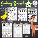 Phonics Words ending with ck Anchor Charts, Word Sheets, W