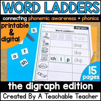 Preview of Phonics Words with Digraphs Word Ladders and Word Chains