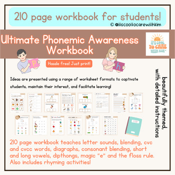 Preview of Phonics Workbook 210 Pages! Sounds CVC,Diagraphs,Dipthongs,Spelling Rules, more