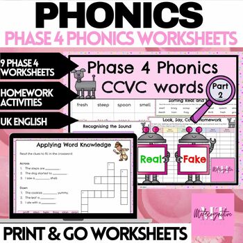 Preview of CCVC Words Phonics Phase 4 Worksheets HARDER