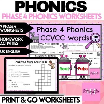 Preview of CCVCC Words Phonics Phase 4 Worksheets