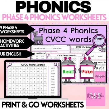 Preview of CVCC Words Phonics Phase 4 Worksheets