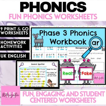 Preview of Phonics AR Digraph Worksheets - R Controlled Vowels