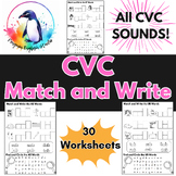 CVC Match and Write PRINTABLE Phonics Worksheet | ESL, EFL, ELL