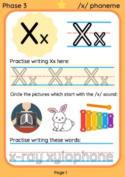 printable digital phonics worksheet letter x x phoneme differentiated